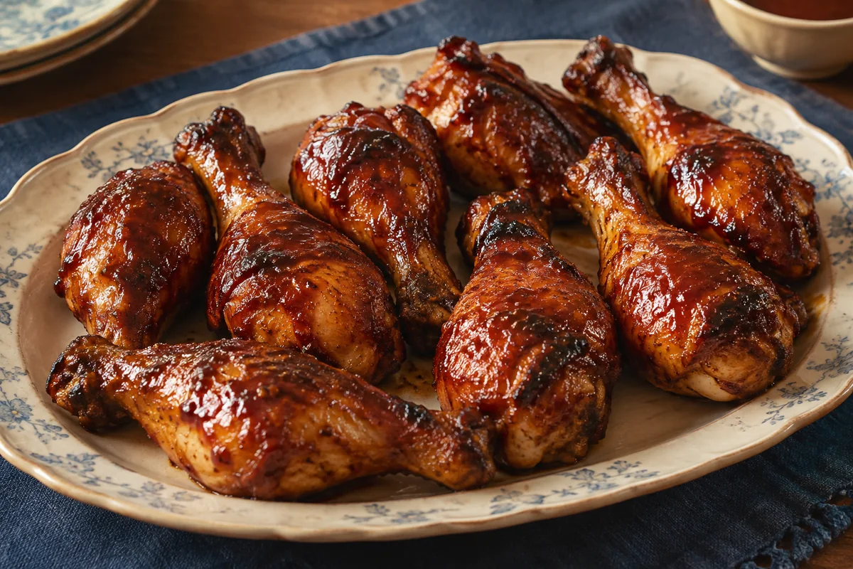 Sticky barbecue chicken — a little vintage colour