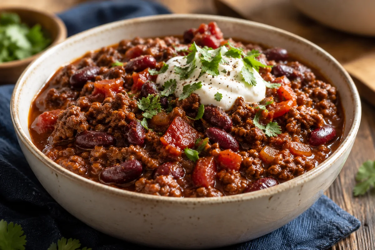 Weeknight beef & bean chili — the modern table