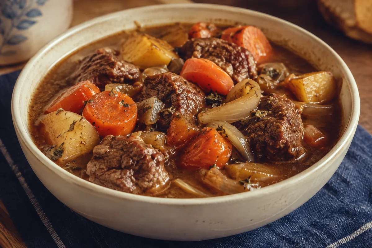 Slow Sunday beef stew — a little vintage colour