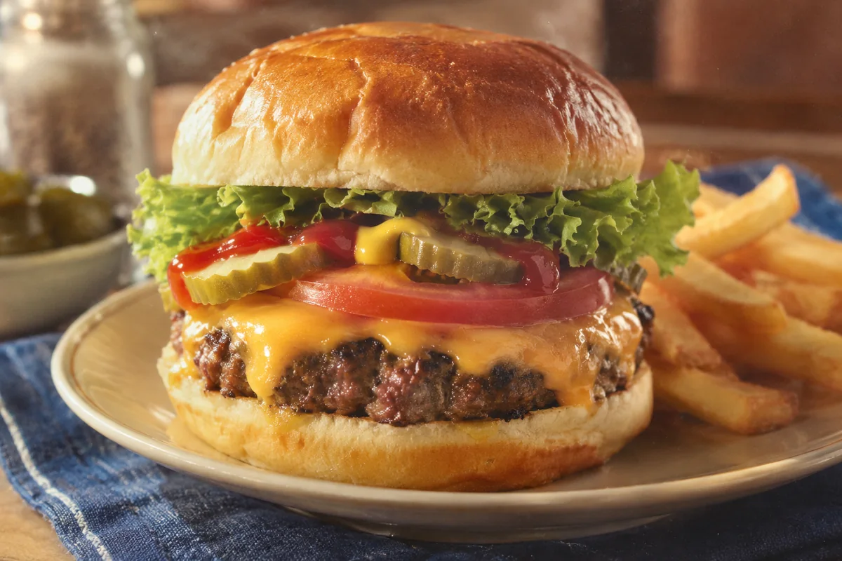 The make-it-yourself cheeseburger — a little vintage colour