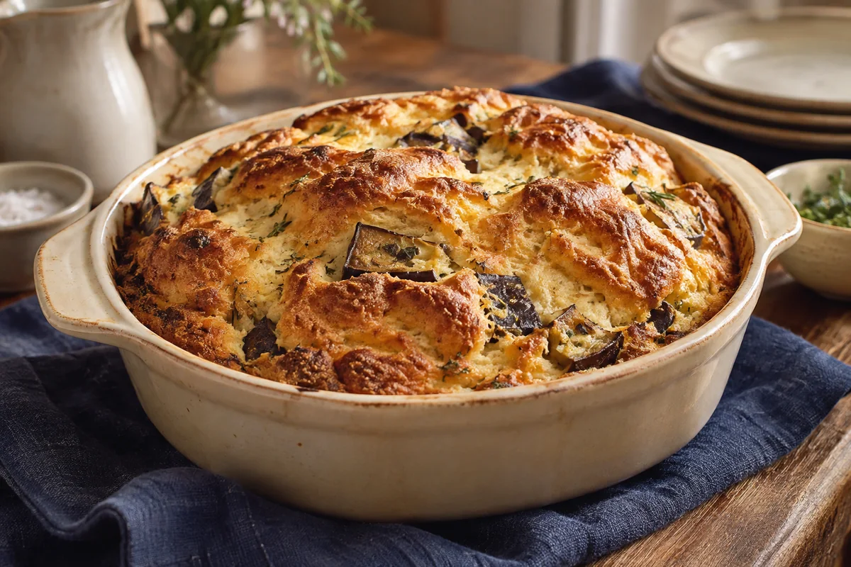 Eggplant soufflé — a little vintage colour