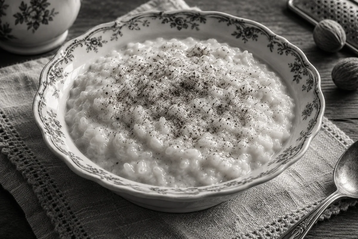 Slow-stirred rice pudding — the black-and-white years