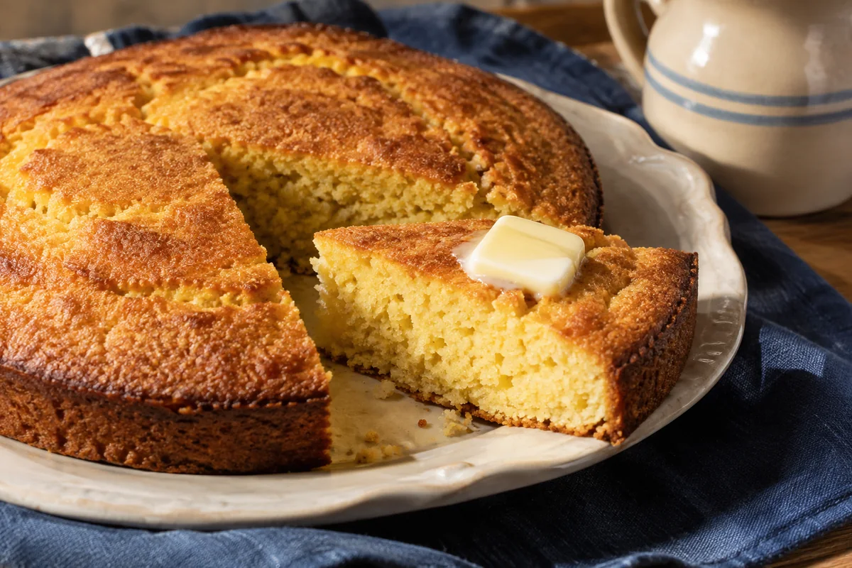 Golden skillet cornbread — a little vintage colour