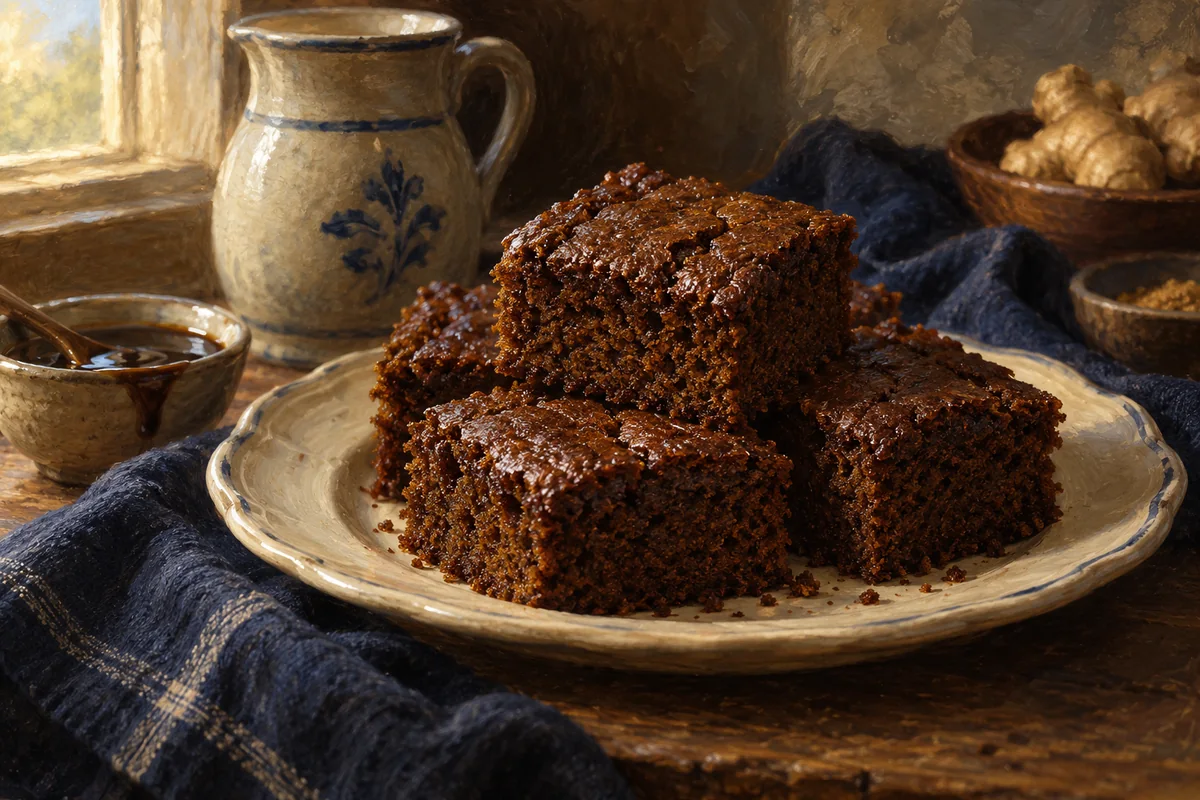 Warm molasses gingerbread — a painted table
