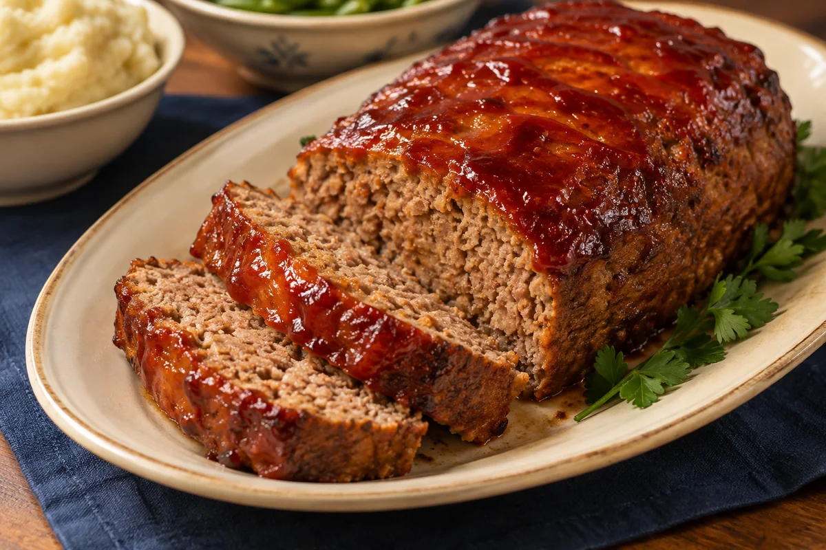Glazed family meatloaf — a little vintage colour