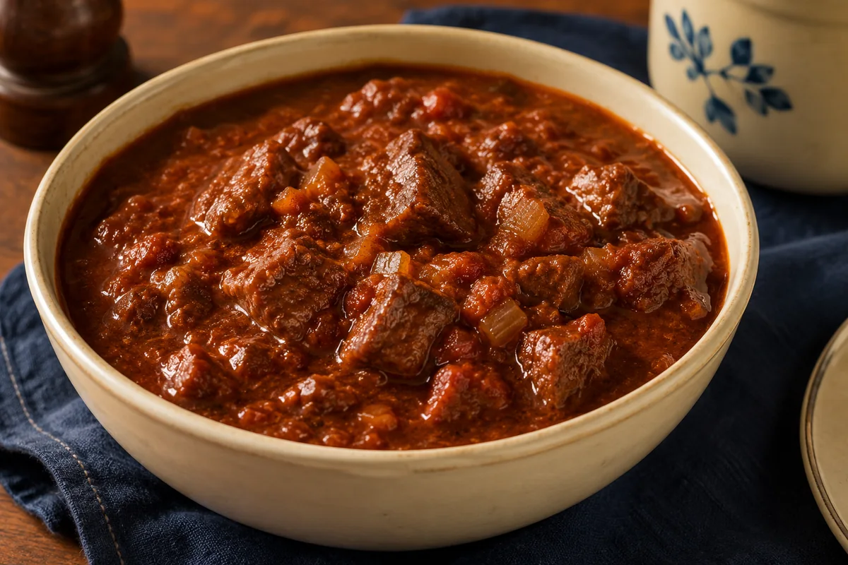 Texas-style beef chili — a little vintage colour